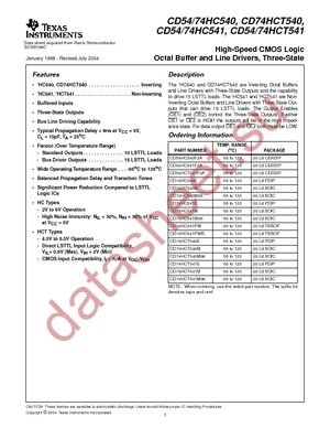 CD74HC541PWRE4 datasheet  